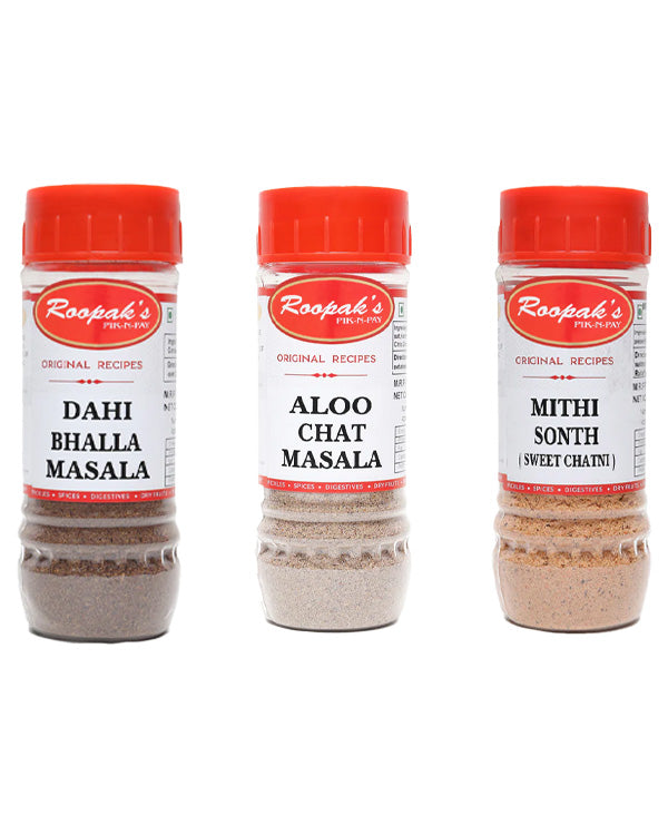 Delhi Street Food Special Combo (Dahi Bhalla Masala + Aloo Chat Masala+ Mithi Sonth)