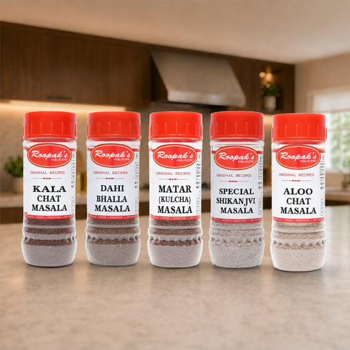 Ultimate delhi chaat combo(Kala Chat Masala + Dahi Bhalla Masala + Matar (Kulcha) Masala + Special Shikanjvi Masala + Aloo Chat Masala)