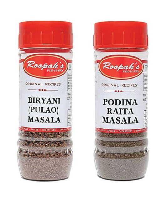 Combo Pack Of Biryani (Pulao) Masala + Podina Raita Masala (Pack Of 2, 100gm each)